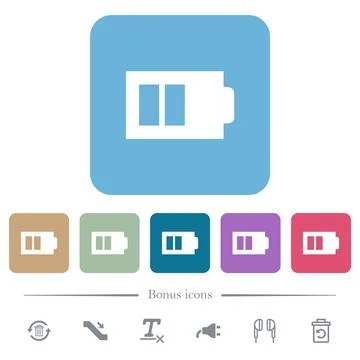 Half battery with two load units alternate white flat icons on color rounded Stock Illustration