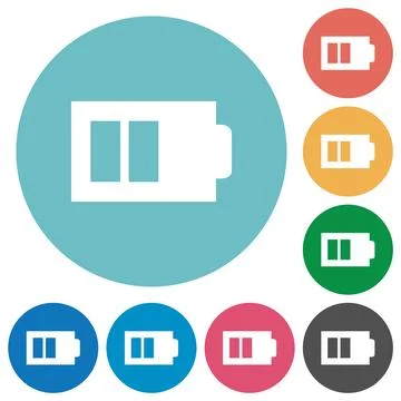 Half battery with two load units alternate flat round icons Stock Illustration