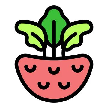 Half beetroot with leaves growing from the top Stock Illustration