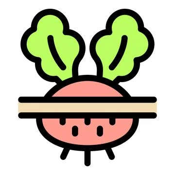 Half beetroot showing roots and leaves growing in ground Stock Illustration
