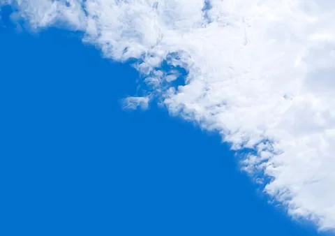 Half blue sky and half white clouds sky, split in two, fifty-fifty concept Stock Photos