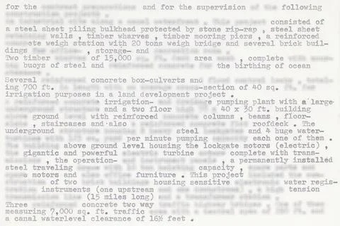 Half blurred typewritten page Foto stock