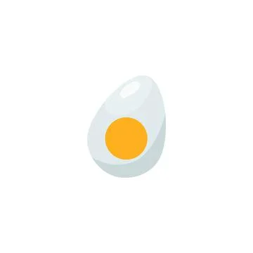 Half of a boiled egg, cartoon vector icon isolated. Egg breakfast food with Stock Illustration