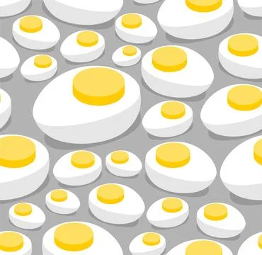 Half boiled egg pattern seamless. Egg yolk and white background. Ornament o.. Stock Illustration