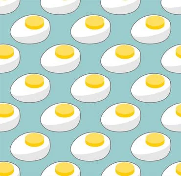 Half boiled egg pattern seamless. Egg yolk and white background. Ornament o.. Illustrazione stock