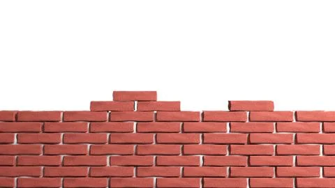 Half brick wall isolated on white Illustrazione stock