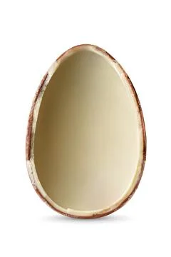 Half broken chocolate Easter egg isolated on white. Stock Photos