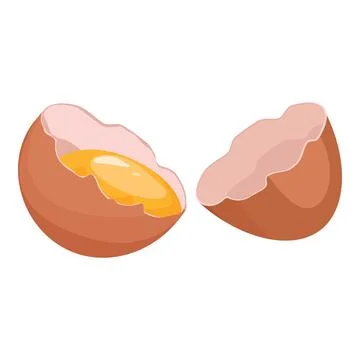 Half broken egg icon cartoon vector. Farm fresh food Illustrazione stock
