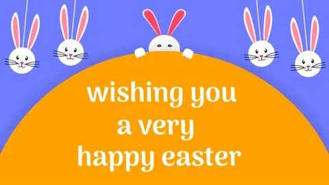 Half bunny watching animation with Swinging bunny face and Easter holiday w.. Stock Footage 235552301