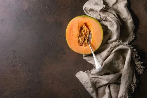 Half of Cantaloupe melon Stock Photos