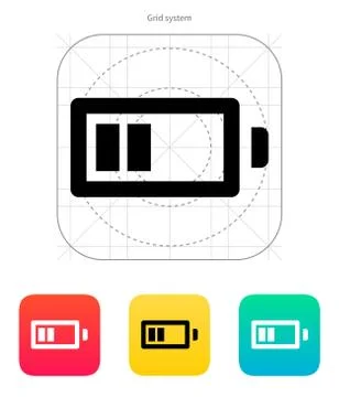 Half charge battery icon. Vector illustration Stock Illustration