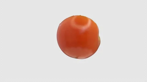 Half a cherry tomato twists around, alpha channel. Stock Footage 267603666