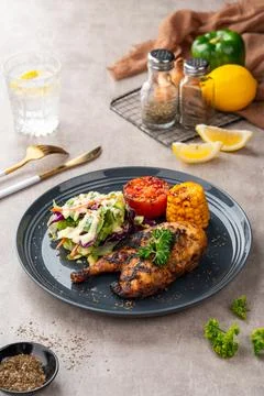 Half chicken baked Foto stock