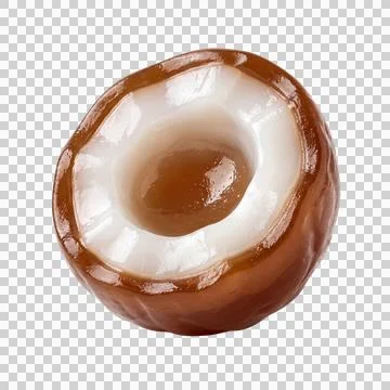 Half chocolate coconut candy with white cream inside on transparent backgroun Ilustración de archivo