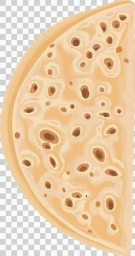 Half-circle is being shown in flat design like cheese slice with pits, Illustrazione stock