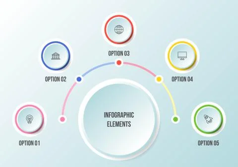 Half Circle chart, Timeline infographic templates Stock Illustration
