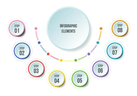 Half Circle chart, Timeline infographic templates Stock Illustration