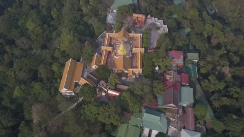 Half Circle Drone Shot Wat Phra That Doi Suthep Temple Thailand Stock Footage 336348625