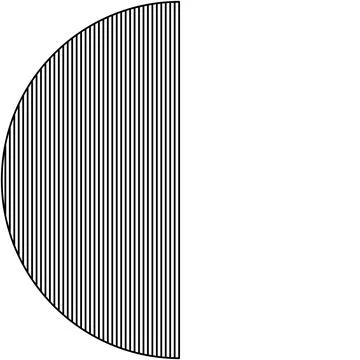 Half-circle precisely cut and filled with closely spaced vertical black lines. Stock Illustration