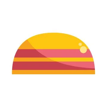 Half circle sunset with yellow and pink stripes representing a summer evening Stock Illustration