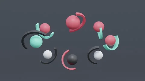 Half circles rotating around spheres 4K UHD 3D Motion Graphics Design 스톡 동영상 195961233