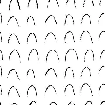 Half circles seamless pattern. Hand drawn scallop, doodle thin lines, simple Illustrazione stock