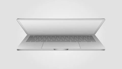 Half Closed, Half Opened Realistic White Laptop Mockup. Light Version Stock Illustration