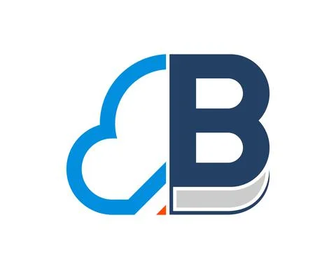 Half cloud and book with B letter initial inside Illustrazione stock