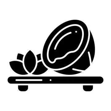 Half Coconut Glyph Icon Stock Illustration