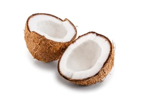 Half of coconut isolated on white background Stock Photos
