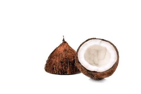 Half of coconut isolated on white background Stock Photos