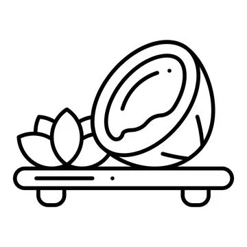 Half Coconut Line Icon Stock Illustration