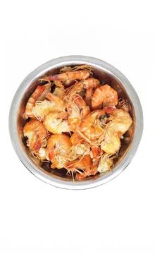 Half-cooked fried shrimp Stock Photos