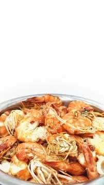 Half-cooked fried shrimp Stock Photos