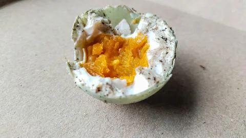 Half a cooked salted egg Stock Photos