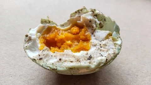 Half a cooked salted egg Stock Photos