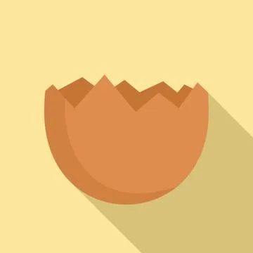 Half cracked eggshell icon, flat style Stock Illustration