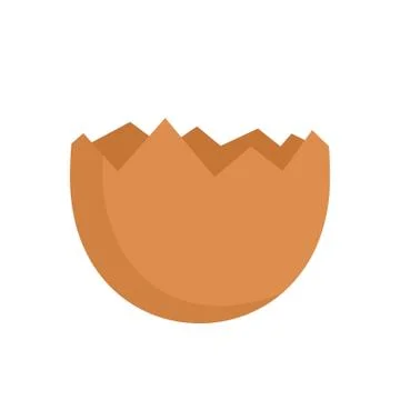Half cracked eggshell icon, flat style Stock Illustration