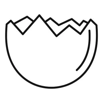 Half cracked eggshell icon, outline style Stock Illustration