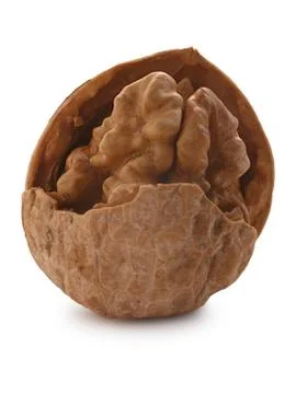 Half cracked walnut Fotos Stock