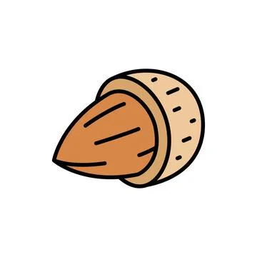 Half Cut Almond in Shell Filled Icon Illustrazione stock