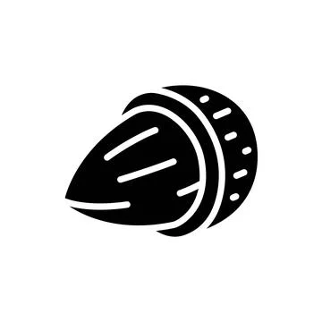 Half Cut Almond in Shell Outline Icon Illustrazione stock