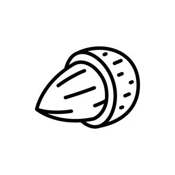 Half Cut Almond in Shell Outline Icon Illustrazione stock