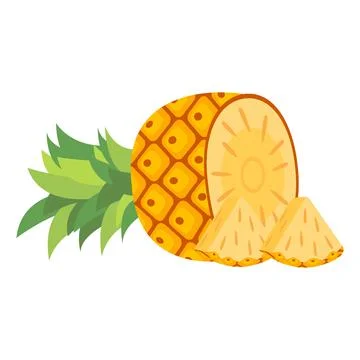 Half cut and sliced pineapple Stock Illustration