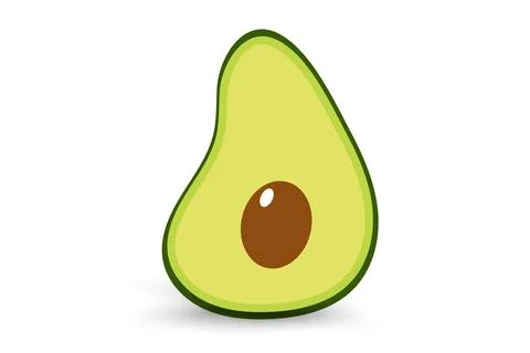 A half cut avocado fruit vector for Summer tropical fruits for healthy flat.. Stock Illustration