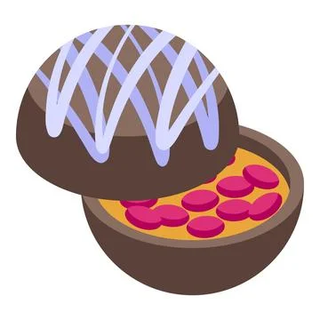 Half cut cocoa bomb icon isometric vector. Candy dessert Stock Illustration