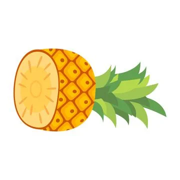 Half cut fruit pineapple Stock Illustration