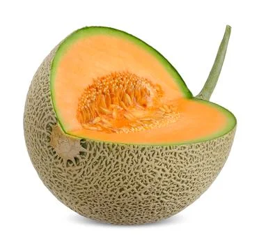 Half cut of Melon isolated on white background. Stock Photos