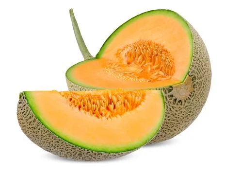 Half cut of Melon isolated on white background. Stock Photos