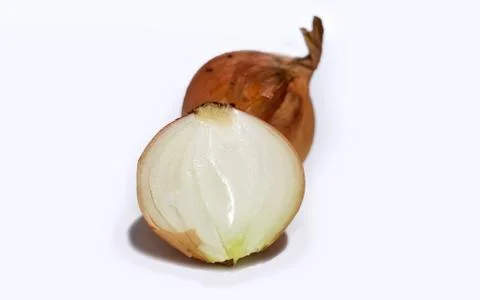 Half cut onion on white background Stock Photos